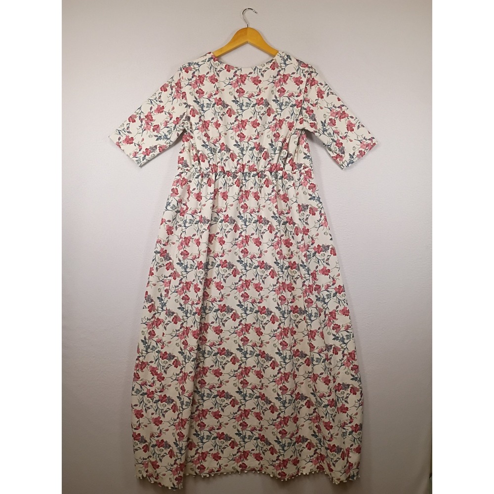 Cottagecore Unbranded Womens Medium‎ Cream Pink Floral Maxi Dress